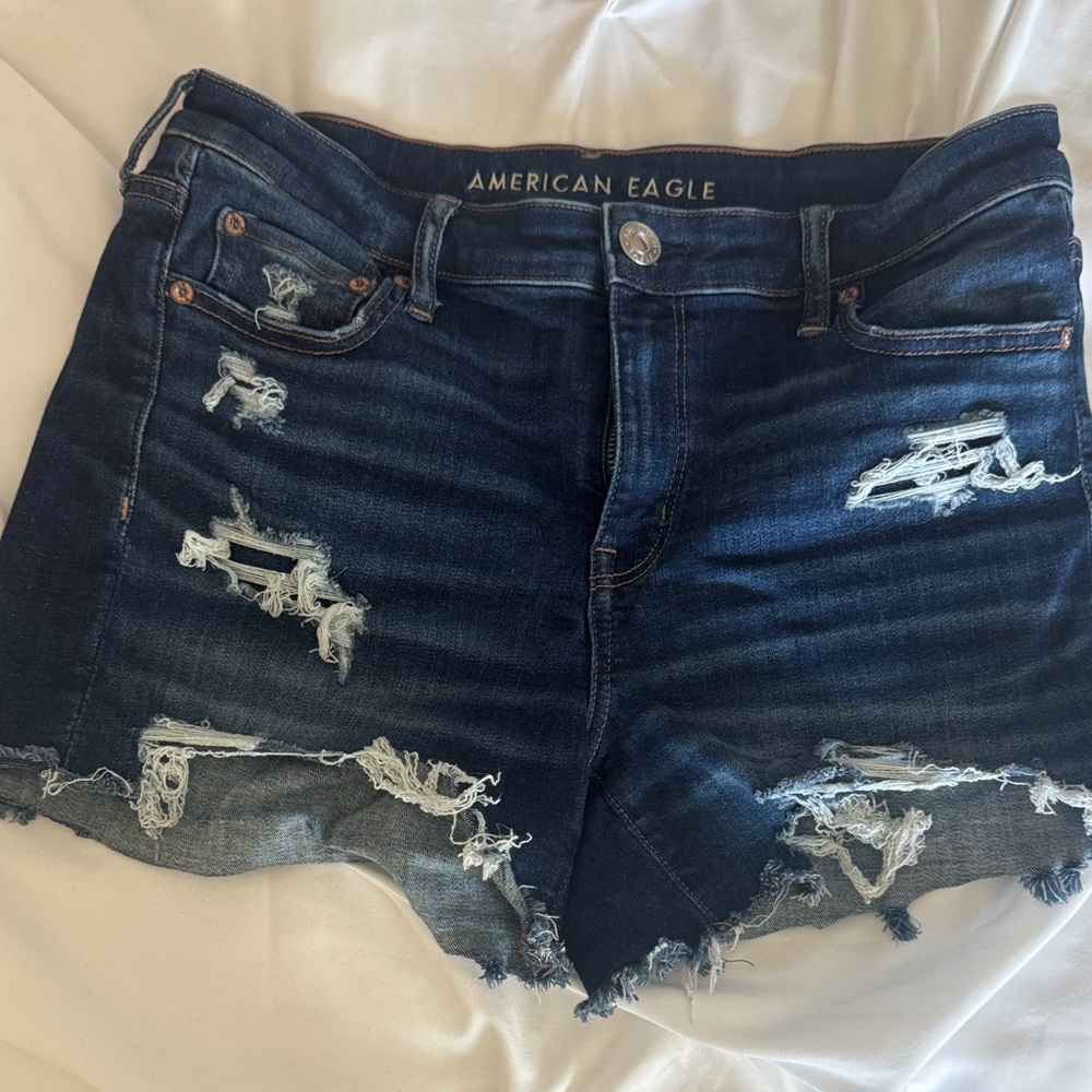 American Eagle Outfitters Ripped Dark Blue Jean Shorts